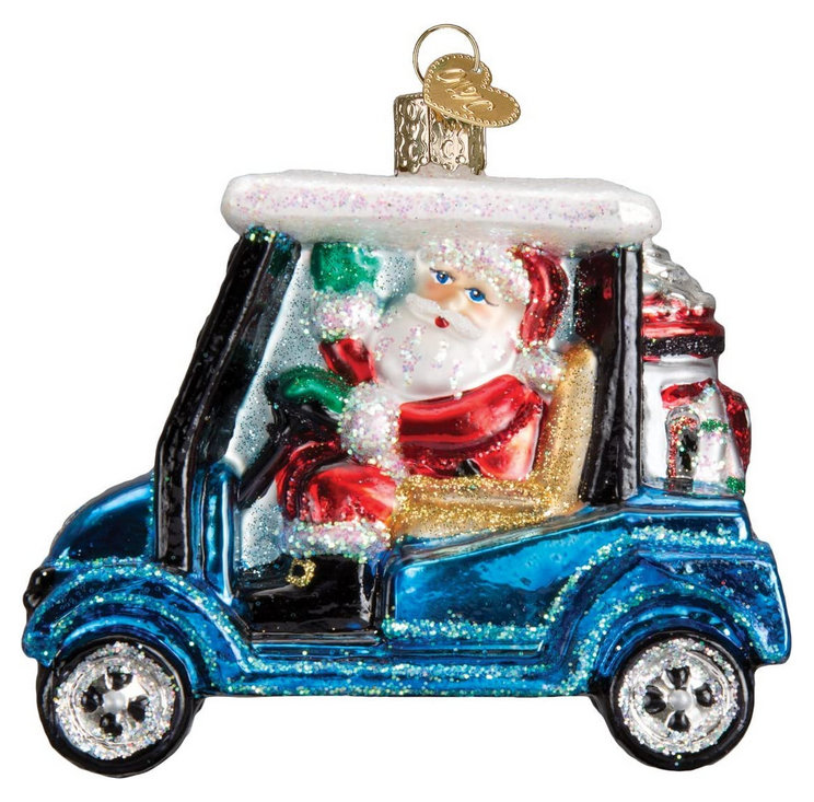 Old World Brand Santa Golf Cart Ornament